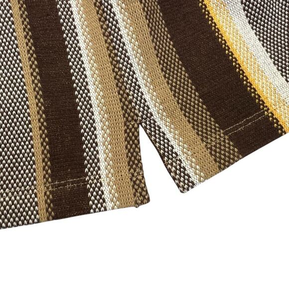 Nicholas Daley Striped Cotton Polo Shirt SIZE M Brown Heavyweight Collar Shirt - Picture 6 of 10